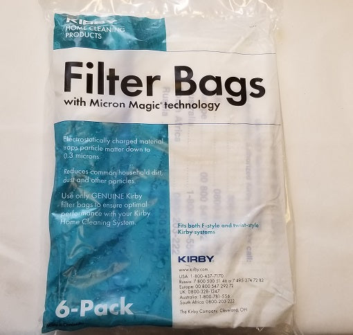 Kirby Type F & Twist & Sentria Style (univ) Micro Allergen Reduction Synthetic Bags 6/Pk 204811