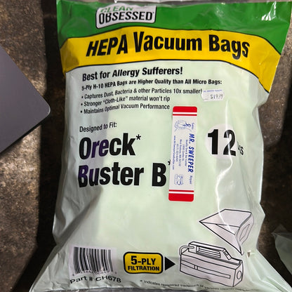 Clean Obsessed Hepa Vacuum Bags Oreck Buster B (CH678)