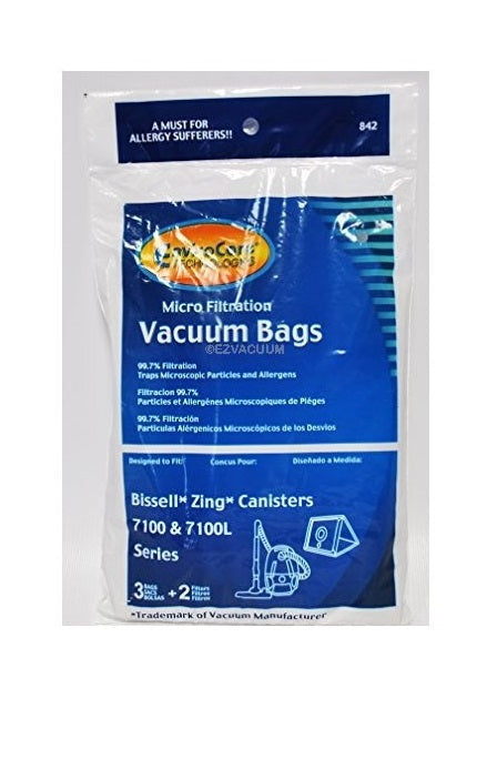 PAPER BAGS-BISSELL 7100 ZING CANISTER,3PK+2FILTERS 842