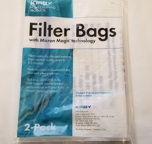 Kirby Type F & Twist & Sentria Style (univ) Micro Allergen Reduction Synthetic Bags 2/Pk
