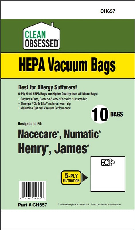 Nacecare / Numatic Henry / James HEPA Bags, 9/pk CH657