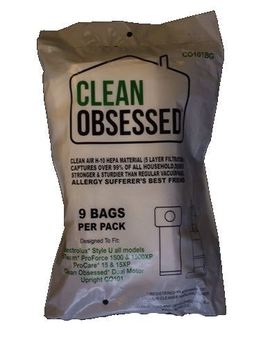 Clean Obsessed CO101 Electrolux Type U HEPA Filter Bags 9/pk