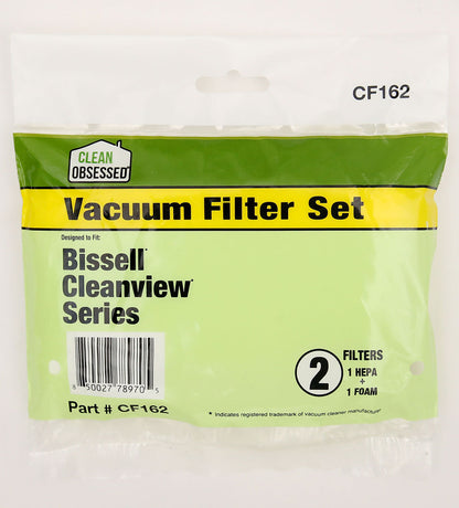 BISSELL CLEANVIEW FILTER SET, 2/Pk (1 PRE, & 1 POST HEPA MOTOR FILTER) CLEAN OBSESSED CF162